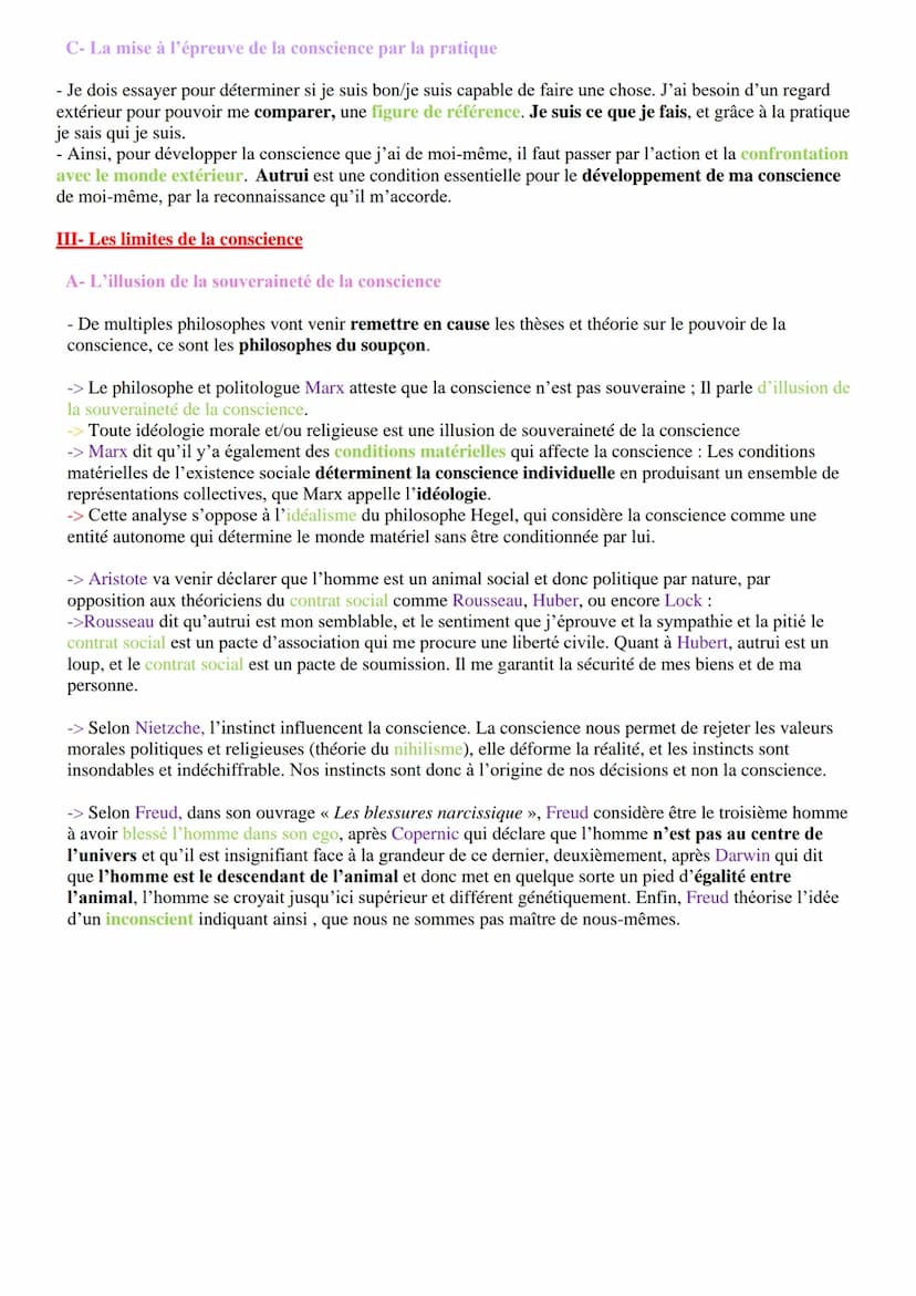 Introduction :
Notion I - La conscience
Étymologie du mot conscience : du latin << cum scientia »> = accompagné de savoir
Définition de la c