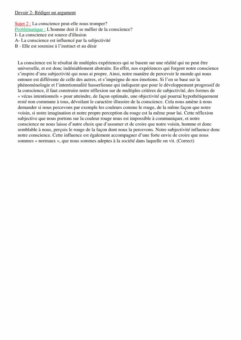 Introduction :
Notion I - La conscience
Étymologie du mot conscience : du latin << cum scientia »> = accompagné de savoir
Définition de la c