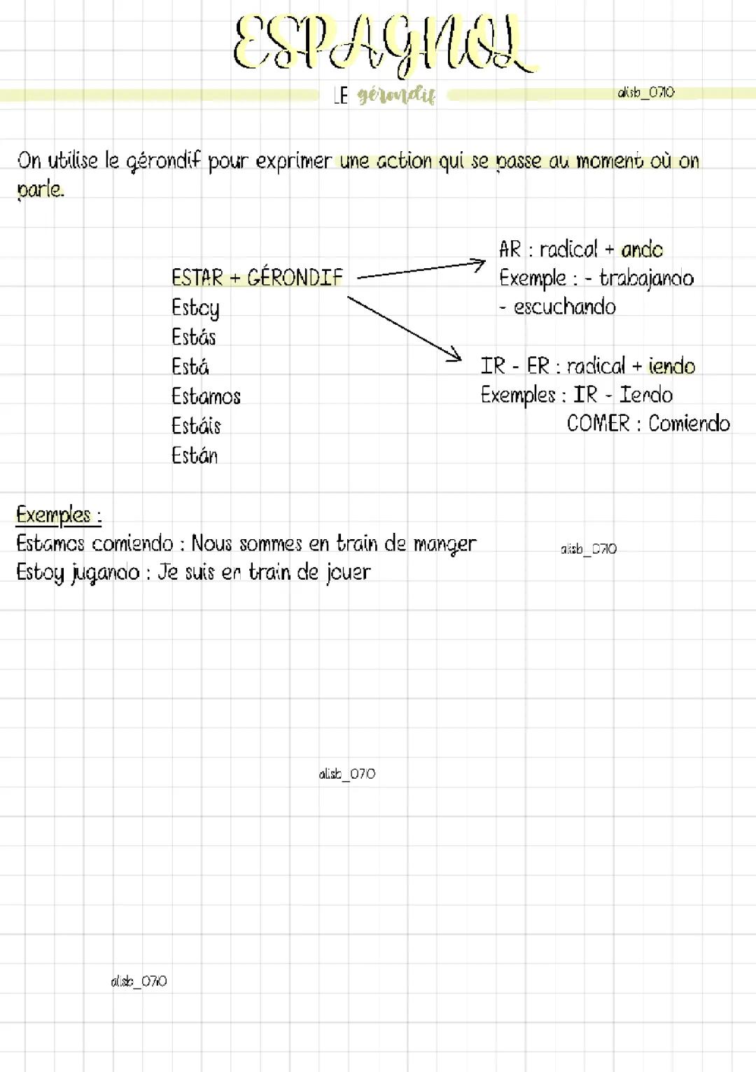Espagnol : Le gérondif