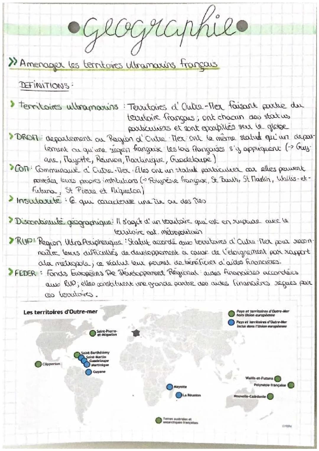 Les territoires ultramarins français 