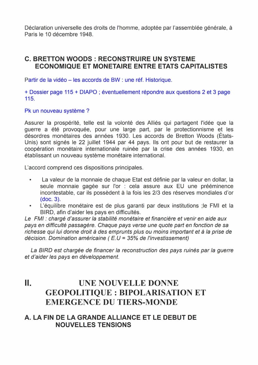 Chapitre : LE MONDE ET LA FRANCE
DE LA FIN DE LA 2GM AUX ANNEES
1970
La 2GM présente un bilan effroyable :
Bilan humain :
Environ 60 million