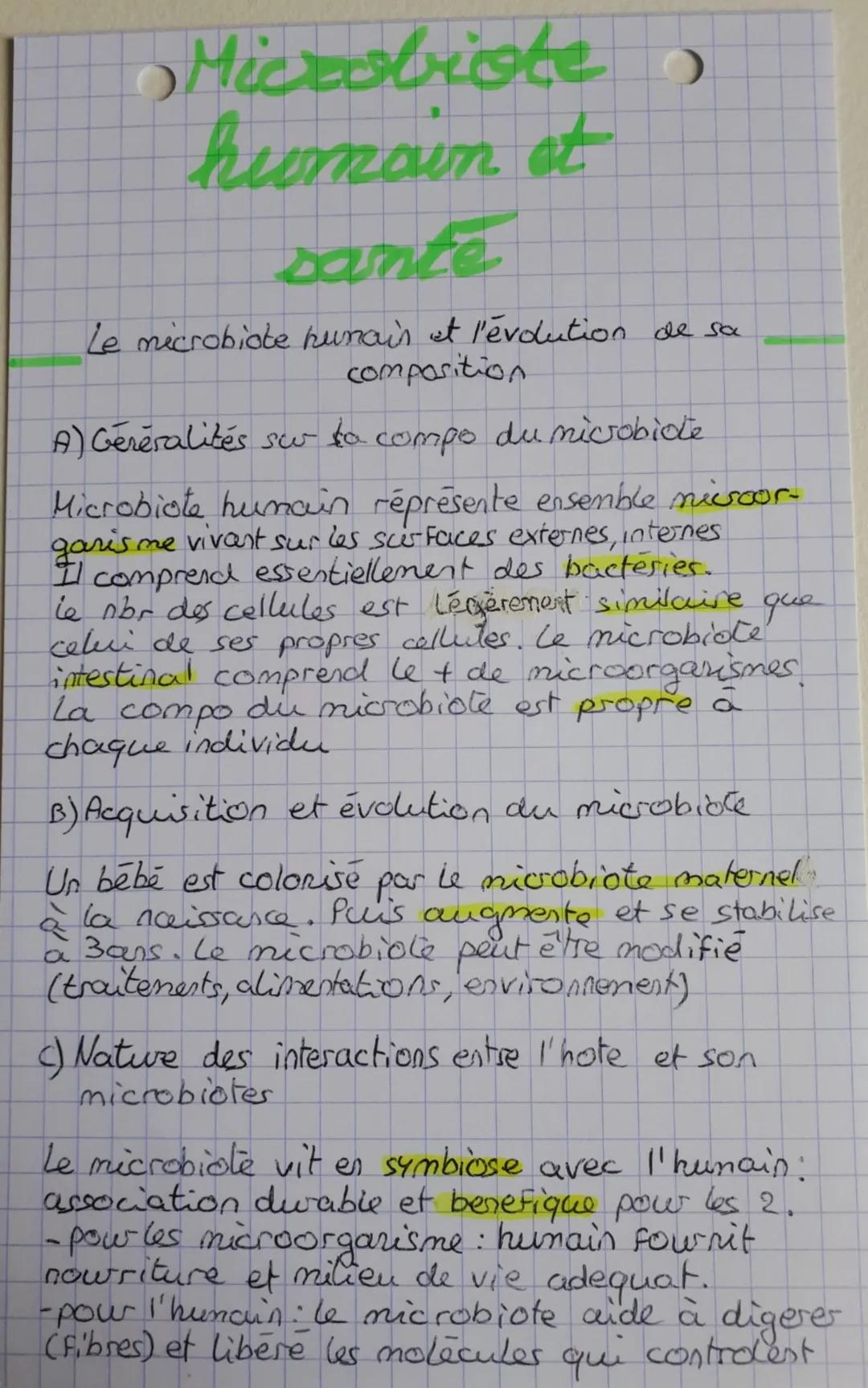 # Microbiote)
kumain ot
sante

Le microbiote hunain et l'evdution de sa
composition

A) Géréralités su ta compo du microbite

Microbiote hum