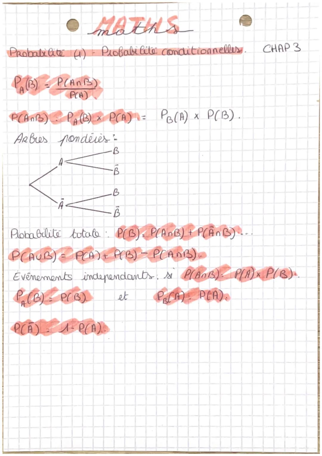 man
Probabilite () Probabilité conditionnelles.
P(B) = P(ANB)
P(A)
P(AB) P(B) P(A) = PB(A) × P(B).
Arbres ponderes.-
A-
·B.
3I
B
·A·
B
B
Pro