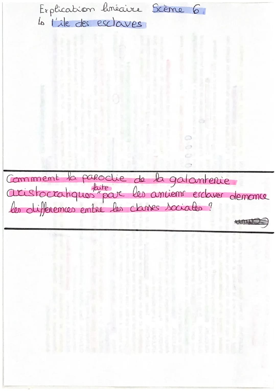 Explication linéaire Scème 6,
Lo l'ile des esclaves.
Comment la parodie de la galanterie
aristocratiques par les anciems esclaver demence
le
