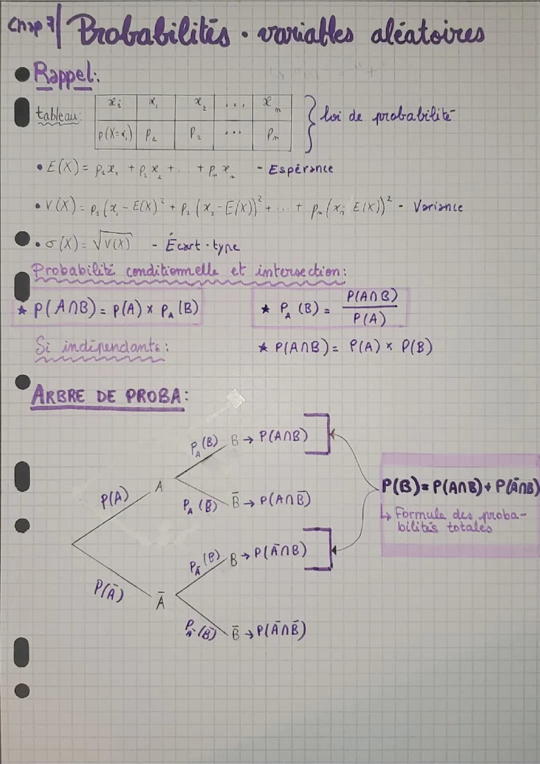 Probabilité . Variables aléatoires