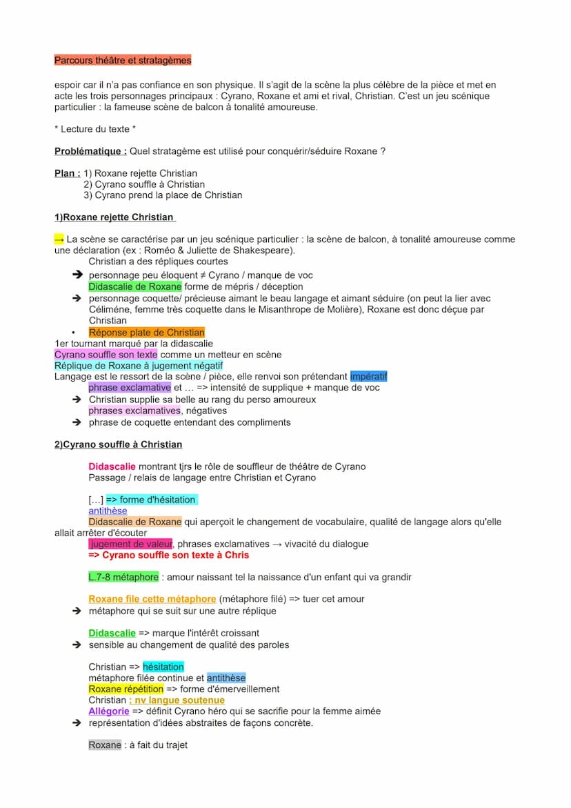 Parcours théâtre et stratagèmes
[ROXANE, entrouvrant sa fenêtre.
Qui donc m'appelle ?
CHRISTIAN
Moi.
ROXANE
Qui, moi ?
CHRISTIAN
Christian.
