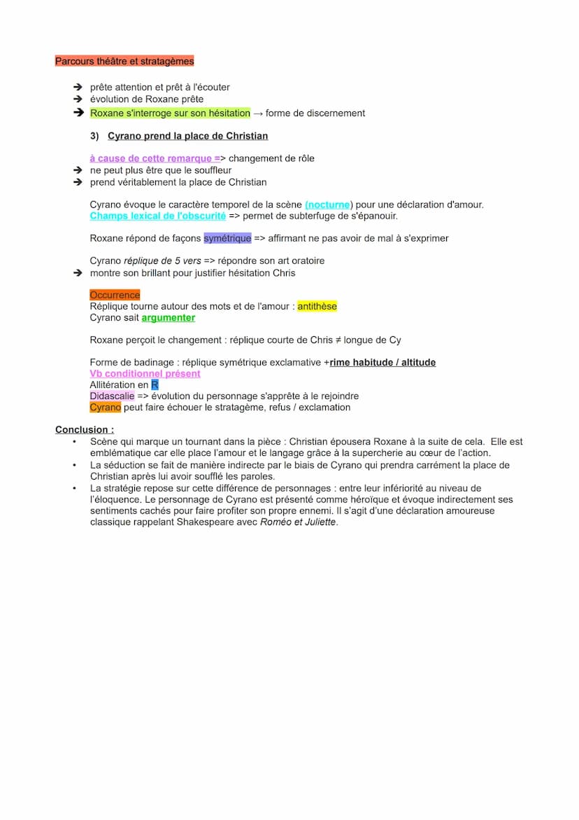 Parcours théâtre et stratagèmes
[ROXANE, entrouvrant sa fenêtre.
Qui donc m'appelle ?
CHRISTIAN
Moi.
ROXANE
Qui, moi ?
CHRISTIAN
Christian.
