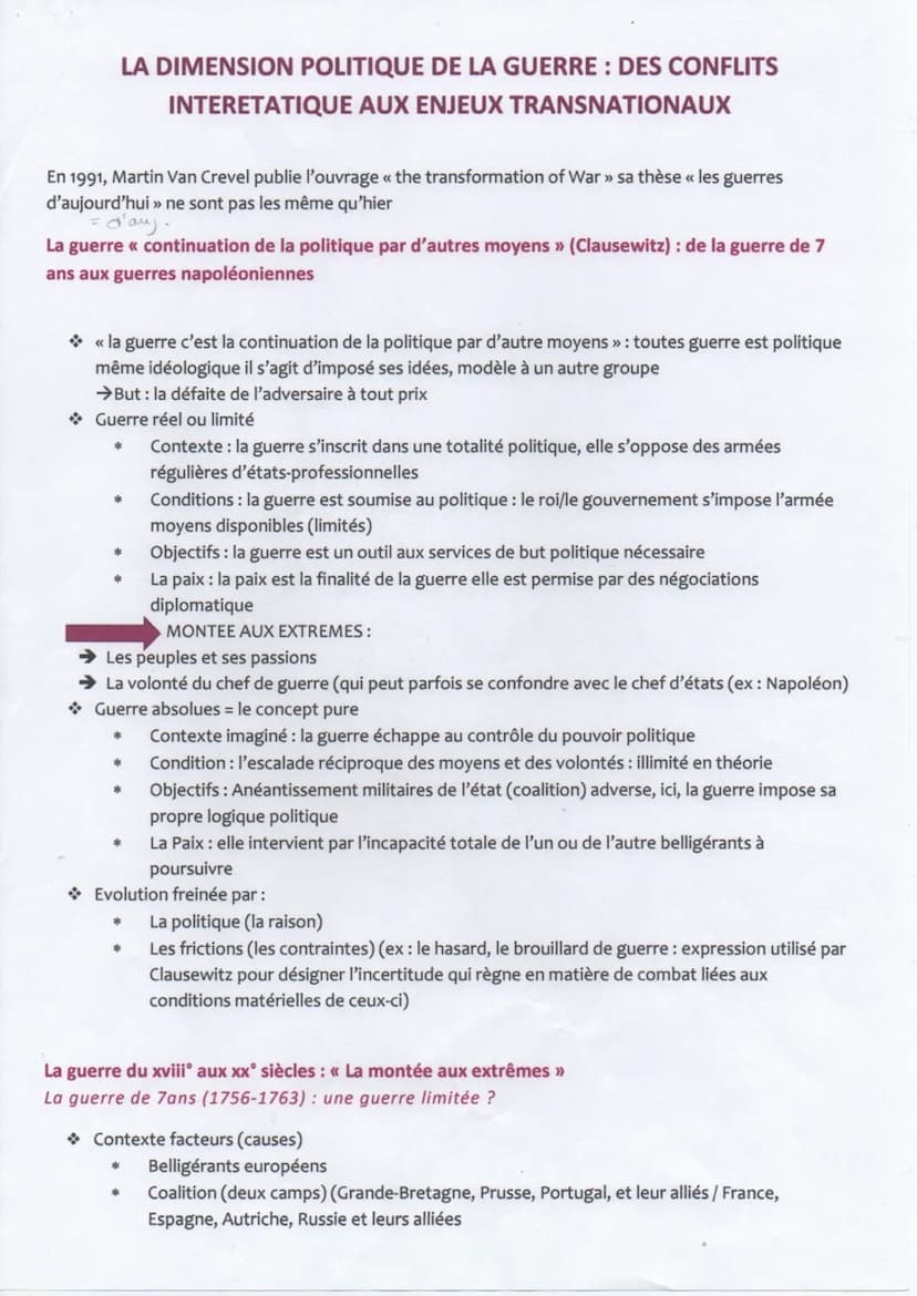 ●
DEFINITION:
Un conflit : C'est une situation relationnelle structuré par un antagonisme (opposition), à l'origine
d'une guerre
●
Une guerr