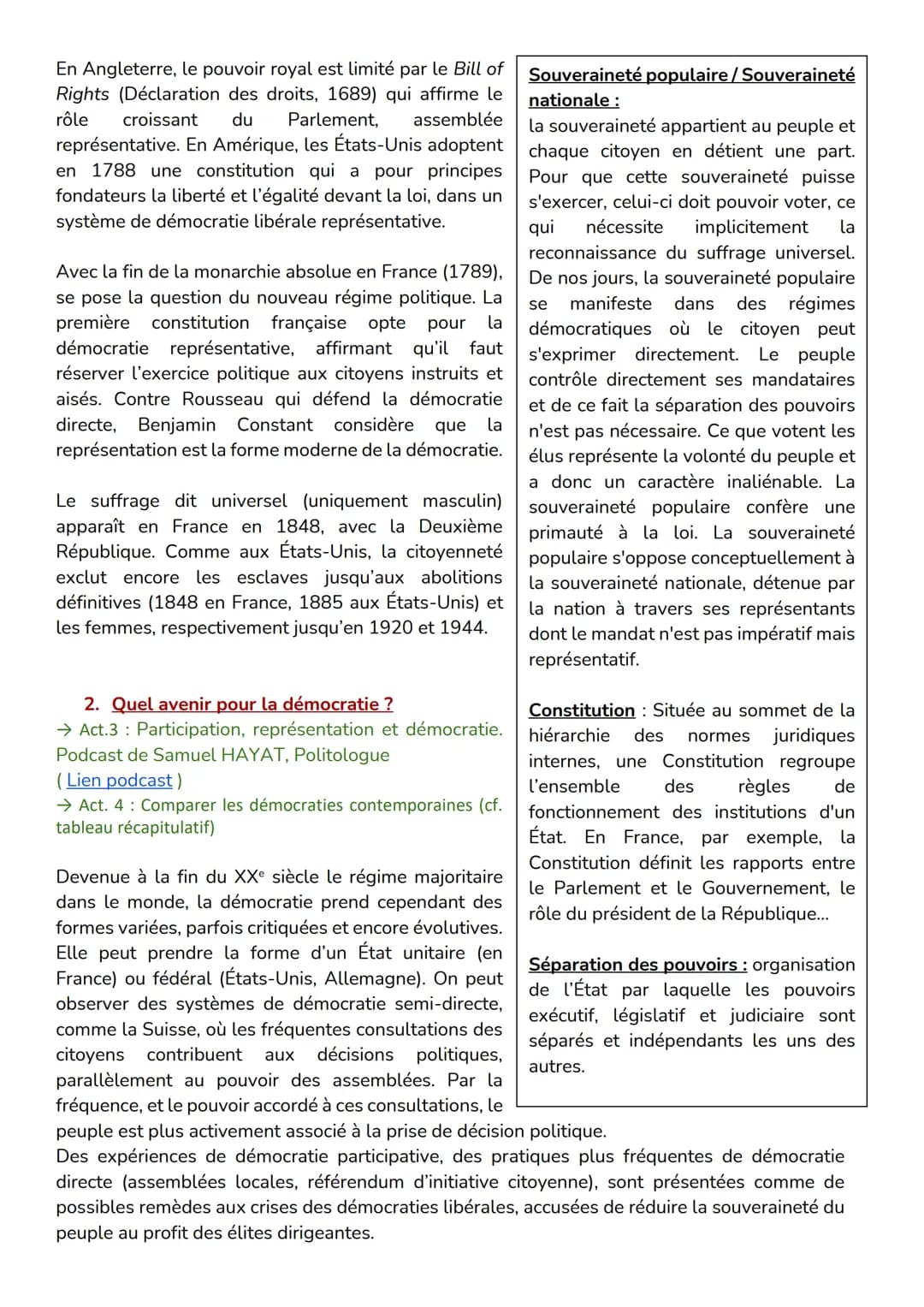 Thème 3. Comprendre un régime politique : La démocratie
Chapitre 1 : Penser la démocratie : démocratie directe ou représentative
Introductio