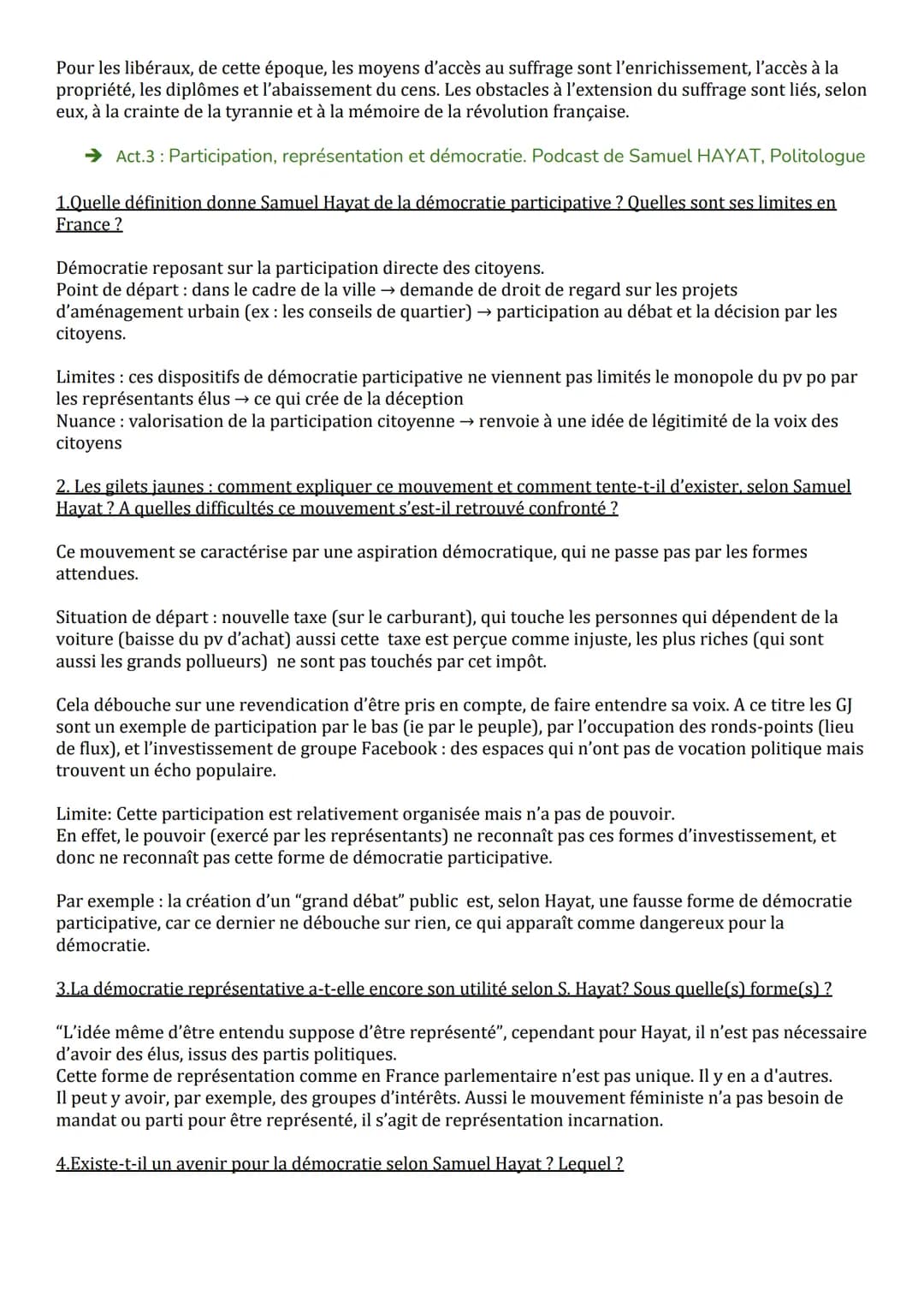 Thème 3. Comprendre un régime politique : La démocratie
Chapitre 1 : Penser la démocratie : démocratie directe ou représentative
Introductio