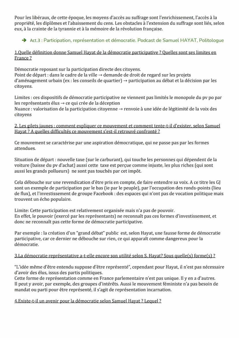 Thème 3. Comprendre un régime politique : La démocratie
Chapitre 1 : Penser la démocratie : démocratie directe ou représentative
Introductio
