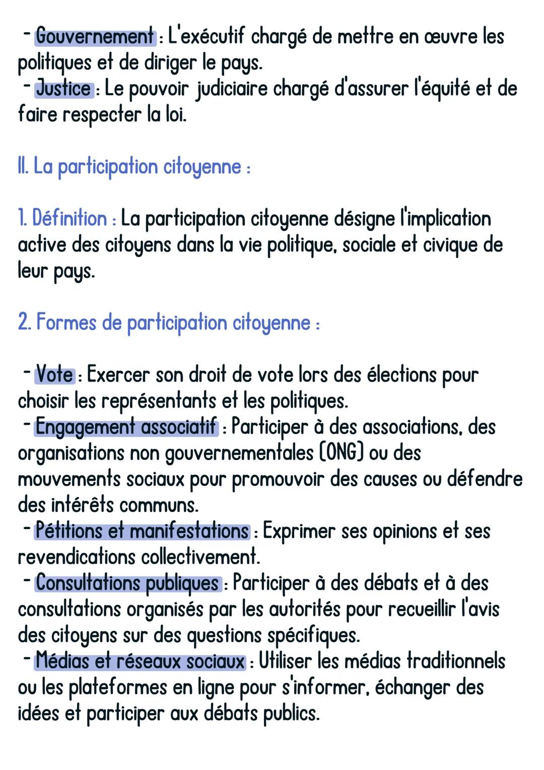 EMC
@avoirsonbrevet
La participation citoyenne et
I. La démocratie :
la démocratie

1. Définition: La démocratie est un système politique da