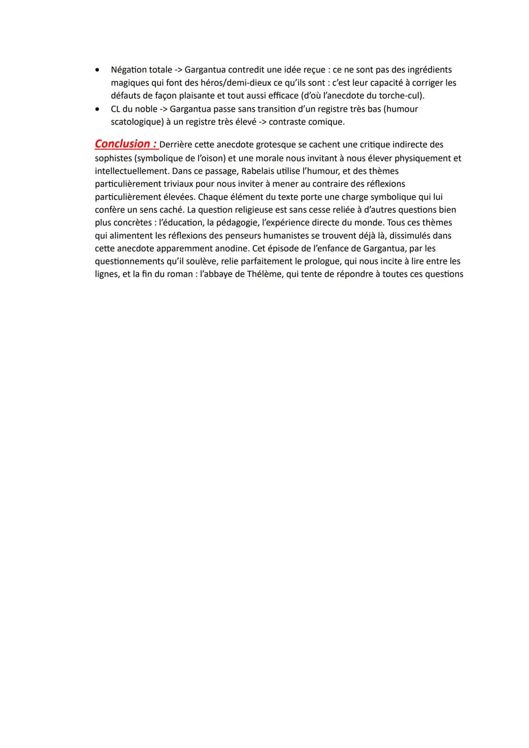 Bac Français : << Gargantua » Chapitre 13
1ère partie : << Le torche-cul » : un sujet inédit d'argumentation.
2ème partie : Une conclusion e