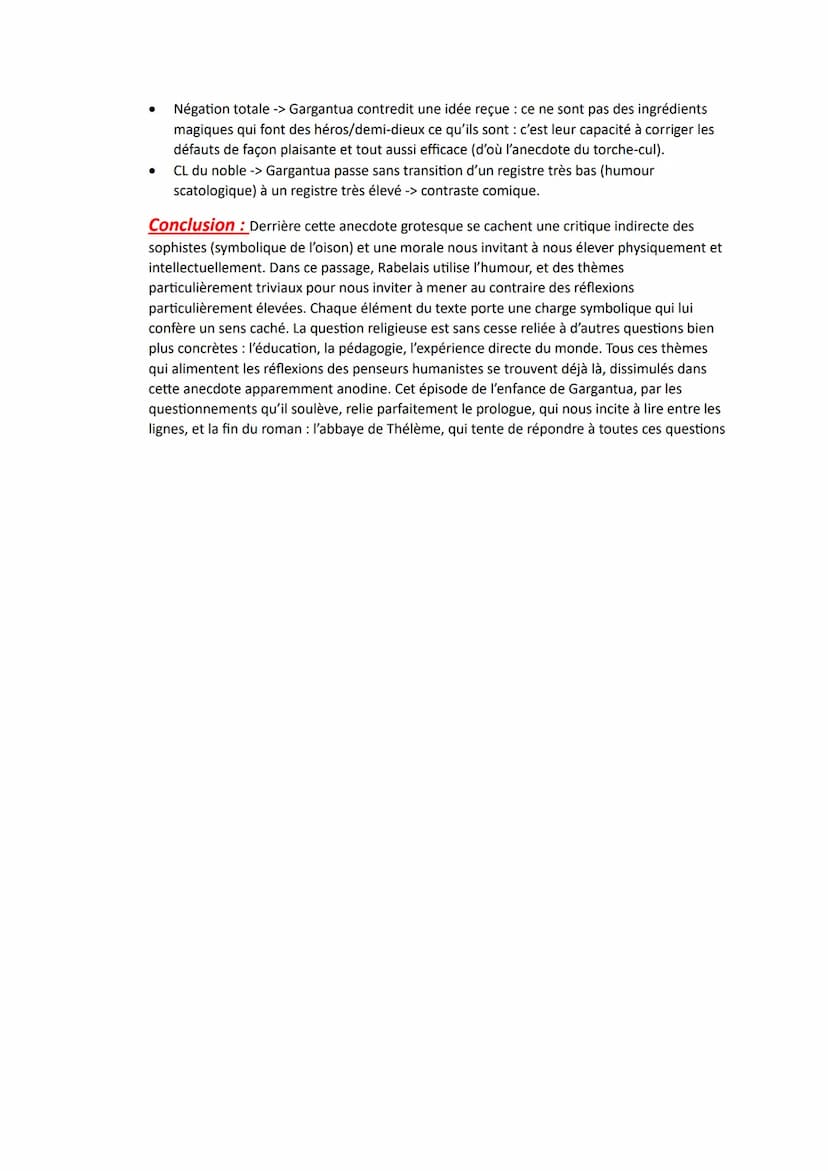 Bac Français : << Gargantua » Chapitre 13
1ère partie : << Le torche-cul » : un sujet inédit d'argumentation.
2ème partie : Une conclusion e