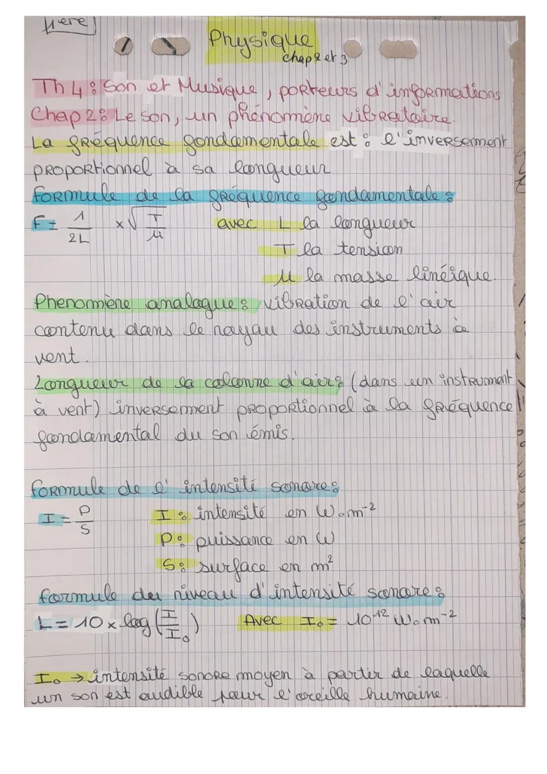 нете
1 Physique
chapeet 3
Th 4: Son et Musique, porteurs d'informations
Chap 28 Le son, un phénomène vibratoire
La fréquence gondamentale es