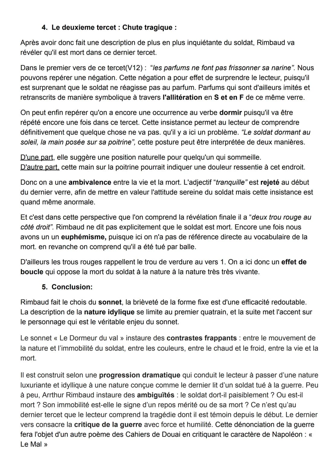 --- OCR Start ---
"Le Dormeur du val", Rimbaud: analyse linéaire pour l'oral
de français !
• Arthur Rimbaud fait de nombreuses fugues qui vo