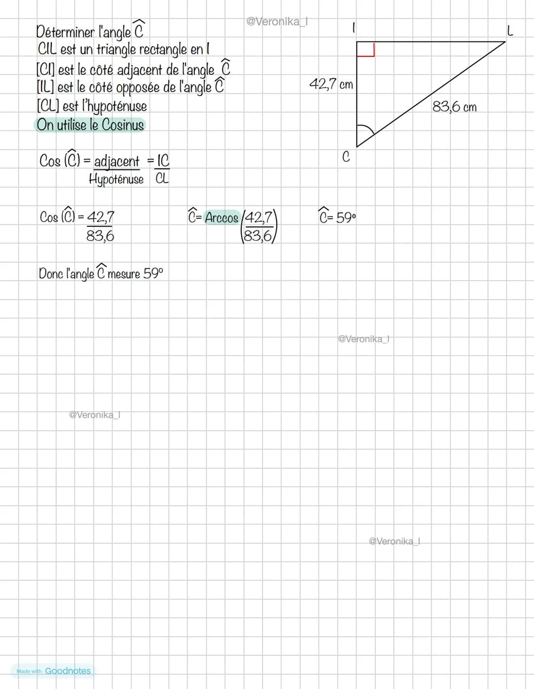 B
Côté opposé
à
ĉ →
A
Côté adjacent
de Ĉ
Sin (BCA)= BA
CB
(Côté Opposé/Hypoténuse)
Moyen mnémotechnique
Cos (BCA)= CA
CB
Mathématique
Trigon