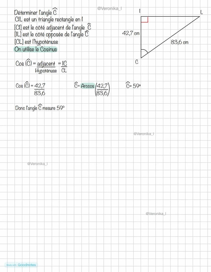 B
Côté opposé
à
ĉ →
A
Côté adjacent
de Ĉ
Sin (BCA)= BA
CB
(Côté Opposé/Hypoténuse)
Moyen mnémotechnique
Cos (BCA)= CA
CB
Mathématique
Trigon