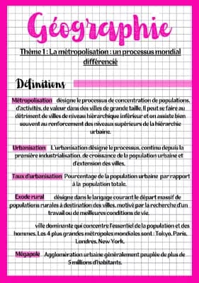 Know Géographie- Thème 1 : La métropolisation : un processus mondial différencié thumbnail