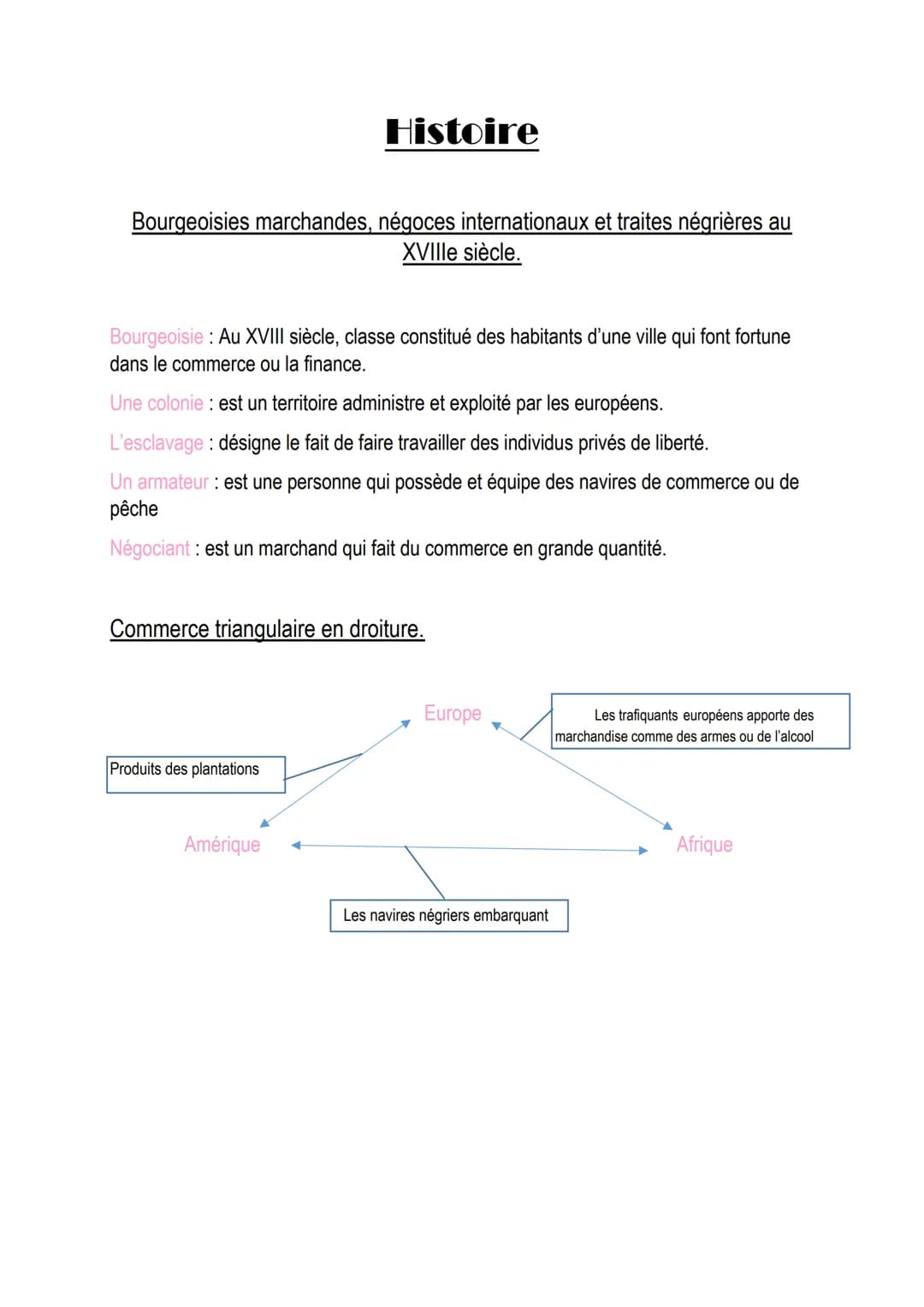 Histoire
Bourgeoisies marchandes, négoces internationaux et traites négrières au
XVIIIe siècle.
Bourgeoisie: Au XVIII siècle, classe constit