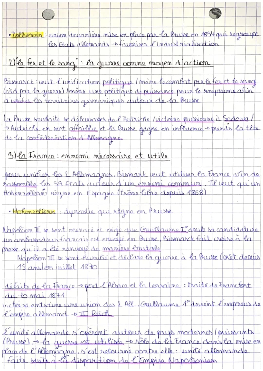 HISTOIRE
L'UNIFICATION ALLEMANDE
-1862: Bismarck devient Premier ministre de Prusse
1864 victoire de l'Autriche et Prusse face au hnemark.
-