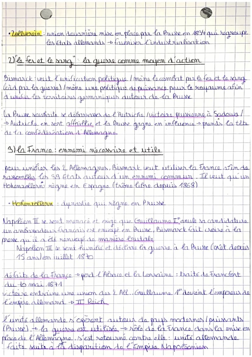 HISTOIRE
L'UNIFICATION ALLEMANDE
-1862: Bismarck devient Premier ministre de Prusse
1864 victoire de l'Autriche et Prusse face au hnemark.
-