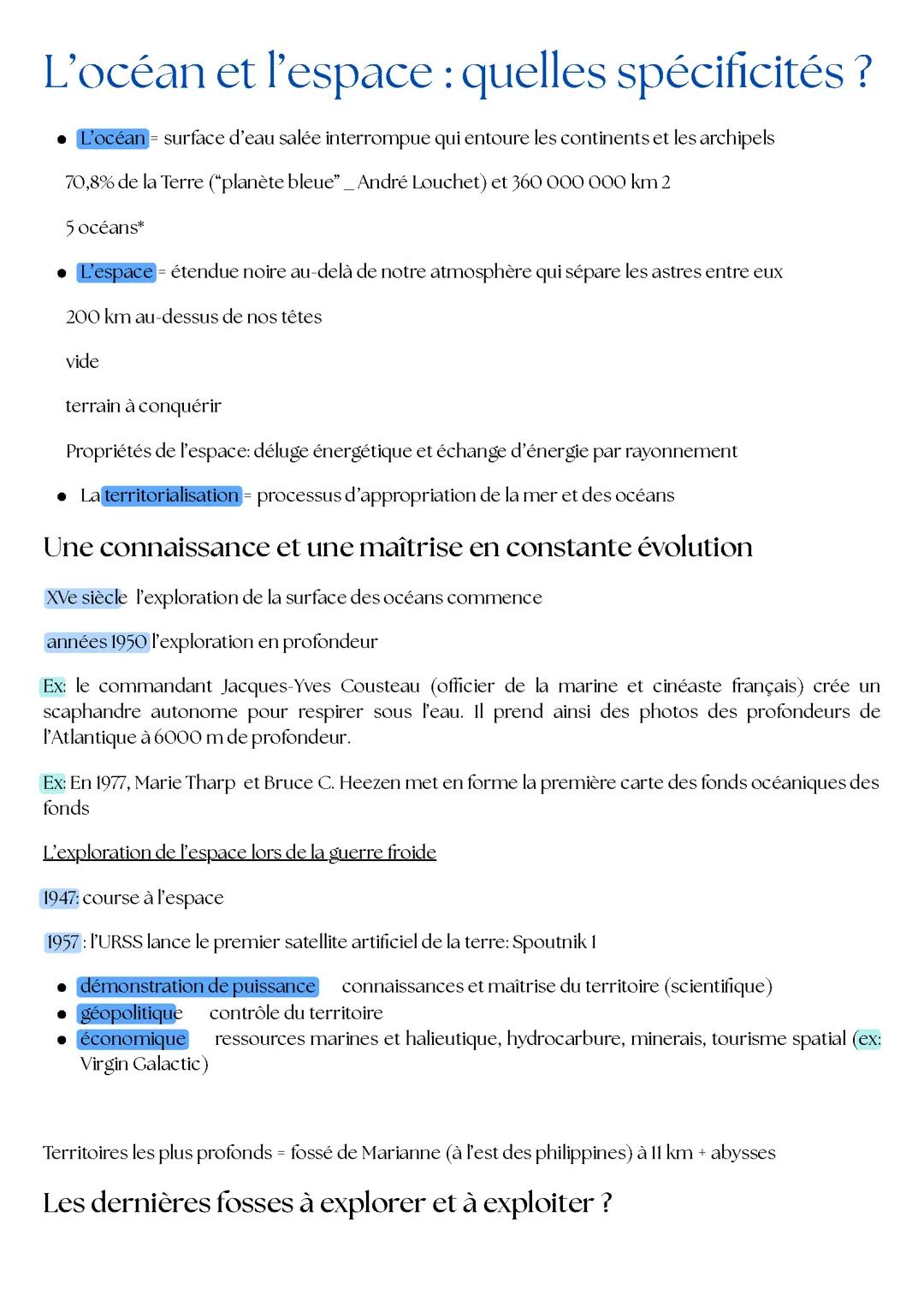 L'océan et l'espace : quelles spécificités ?