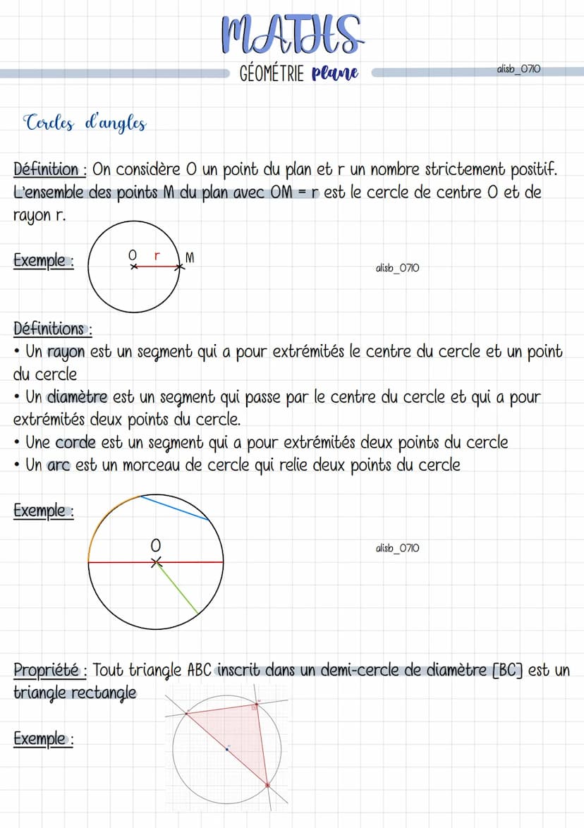 Droites remarquables
Définition : La médiatrice d'un segment est un segment à équidistance des
extrémités du segment.
A
MATHS
GÉOMÉTRIE Plan