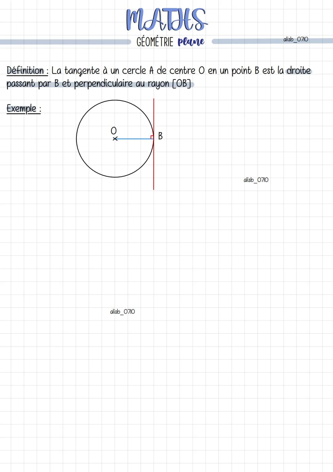 Droites remarquables
Définition : La médiatrice d'un segment est un segment à équidistance des
extrémités du segment.
A
MATHS
GÉOMÉTRIE Plan