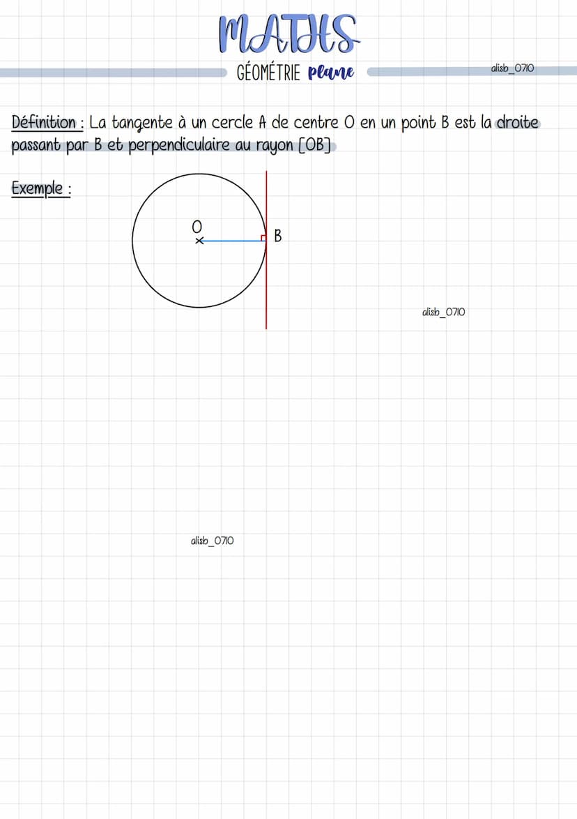 Droites remarquables
Définition : La médiatrice d'un segment est un segment à équidistance des
extrémités du segment.
A
MATHS
GÉOMÉTRIE Plan
