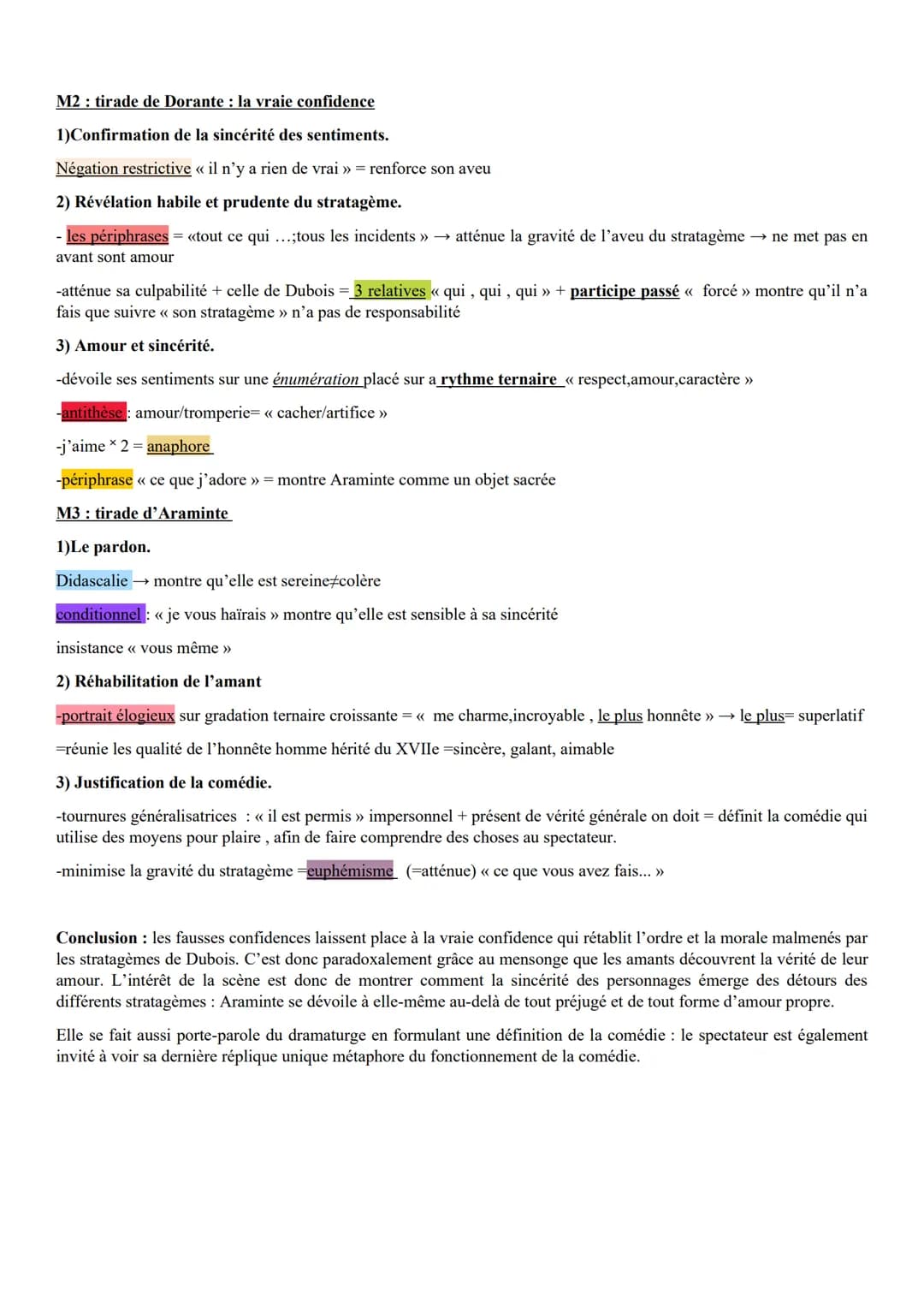 MARIVAUX, Les fausses confidences
Analyse linéaire
Extrait 3: aveu du stratagème: III, 12 de « Vous donner mon portrait » à « lorsqu'il a ré