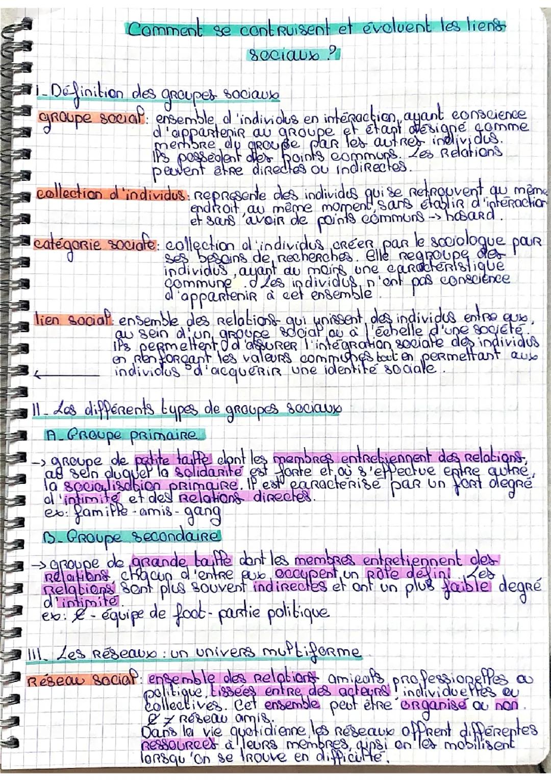 1re: comment se construisent et évoluent les liens sociaux?