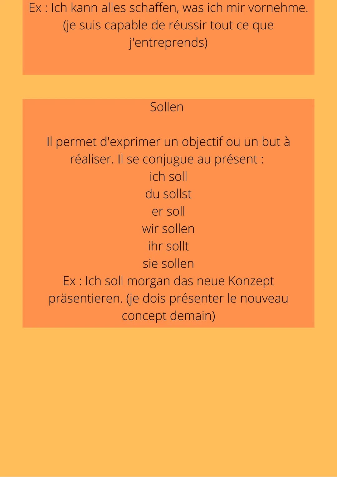 
<p>En allemand, il existes des verbes modaux qui sont très souvent employés dans les conversations.</p>
<p>Il existe en tout 6 verbes modau