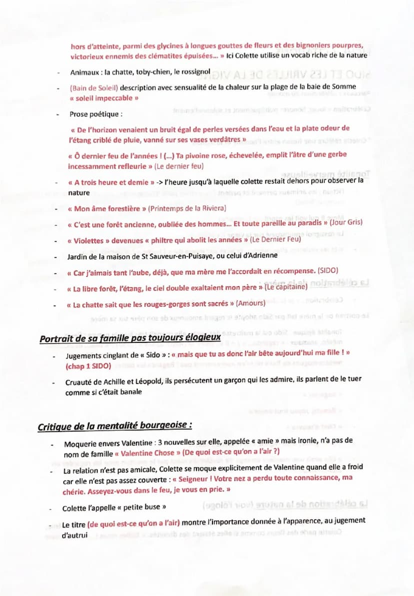 FICHE + CITATIONS
SIDO ET LES VRILLES DE LA VIGNE
Parcours : célébration du monde
Célébration = louer, honorer publiquement et solennellemen
