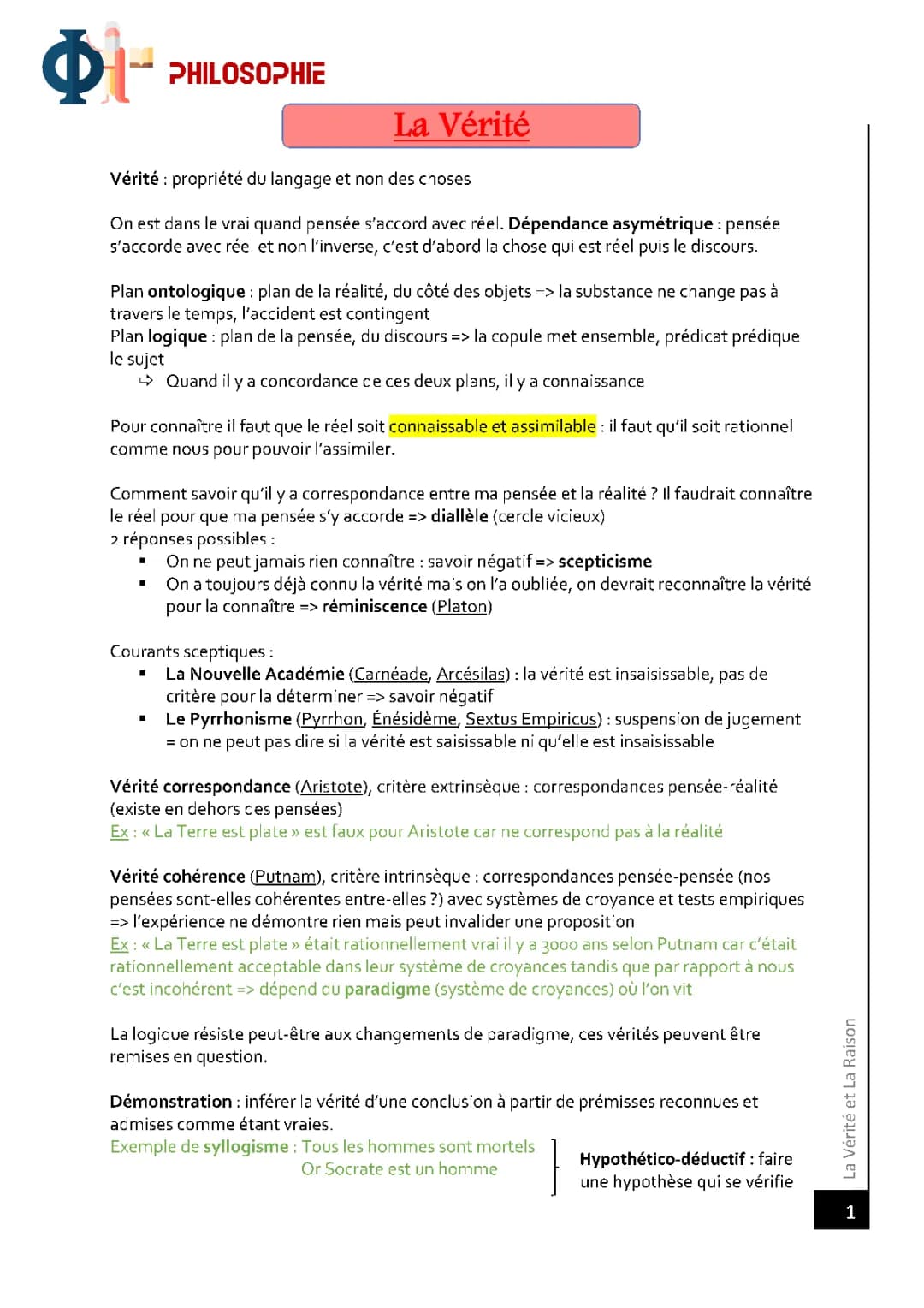 La Vérité en Philosophie - Cours Terminale PDF, Dissertation et Sujet Corrigé