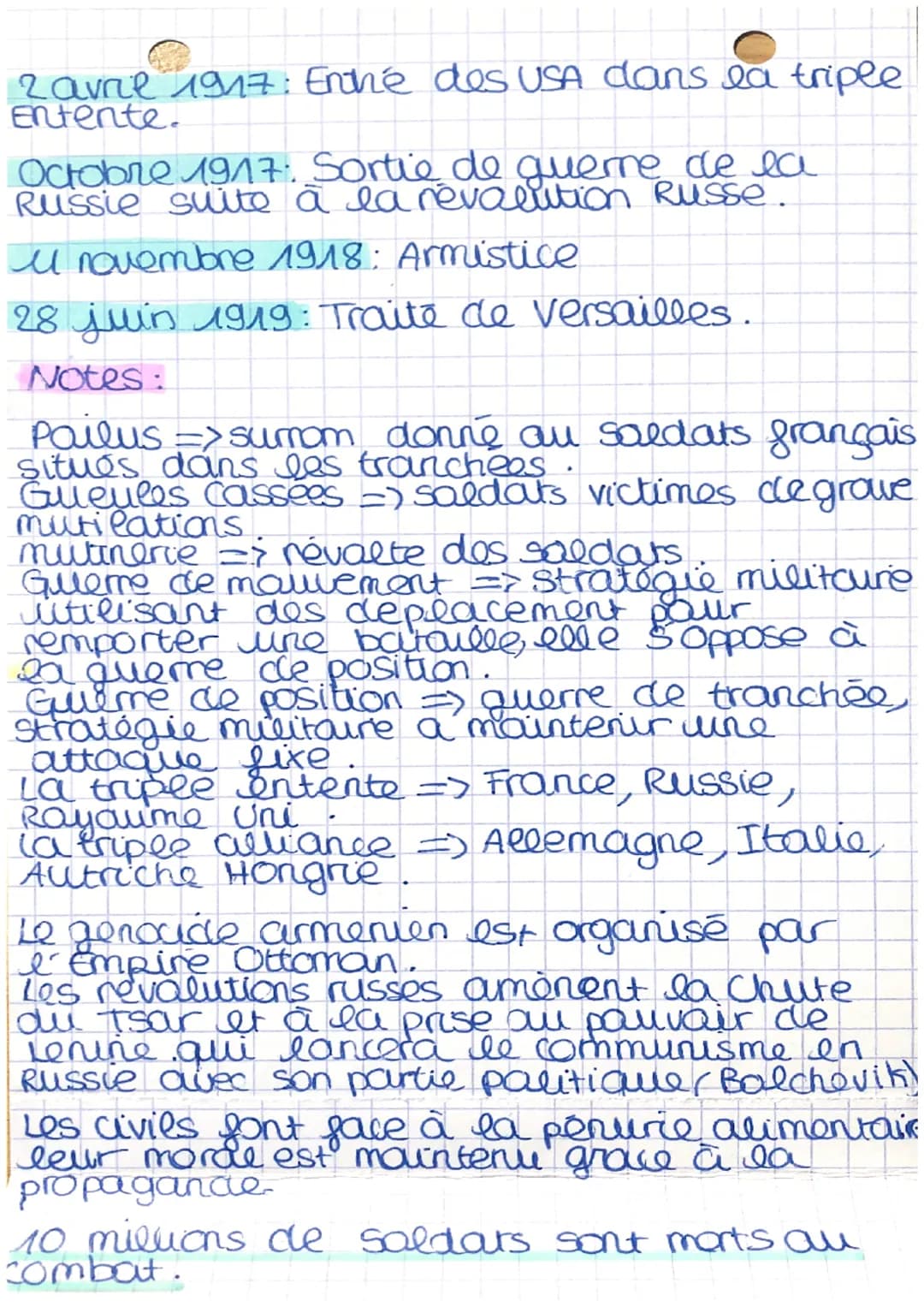 chapitre 1: civils et
militaires dans la première
guerre mondiale (parties)
vocabulaire!
Front: la zone de combat
Génocide: l'extermination 