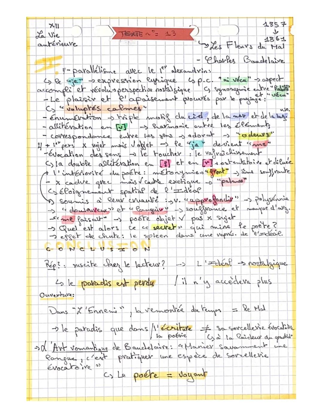 # XII
da Vie
antérieure

# TEXTE n°13

1857
↓
1861
Les Fleurs du Mal

Charles Baudelaire:
- Charles Baudelaire

→ grand poéte moderne Quelle