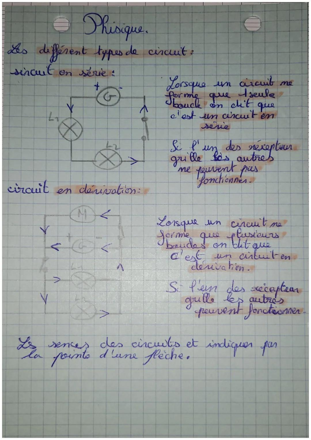 Les circuit en dérivation et en série programme de 5e et 4e 