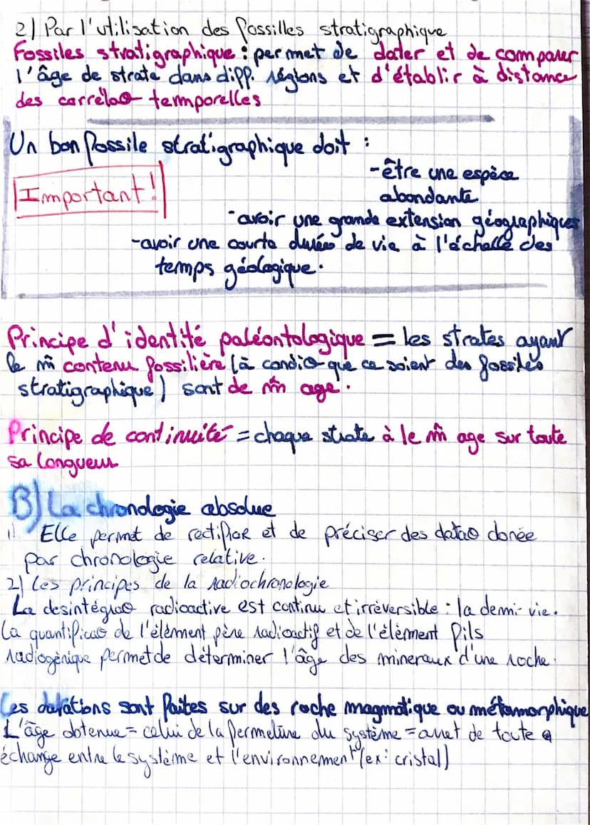 •.S.V.T.
déologie
A) La chronologie relative
11 Par l'utilisation des relations géométrique
• Principe de superposition : les couches
colée 