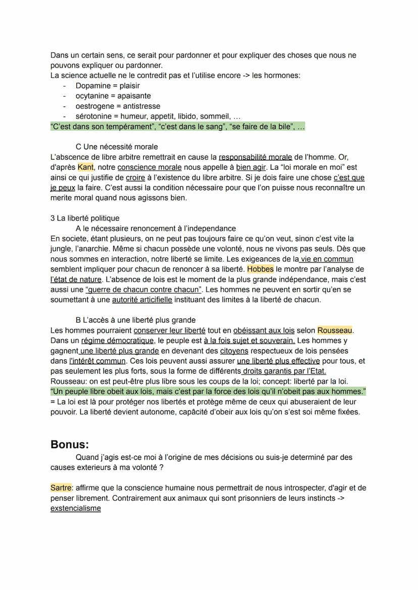 Liberté
-latin Liber = "celui qui n'est pas esclave"
- définit à l'opposition à l'idée de "contrainte" et de "servitude"
agir, choisir, pens