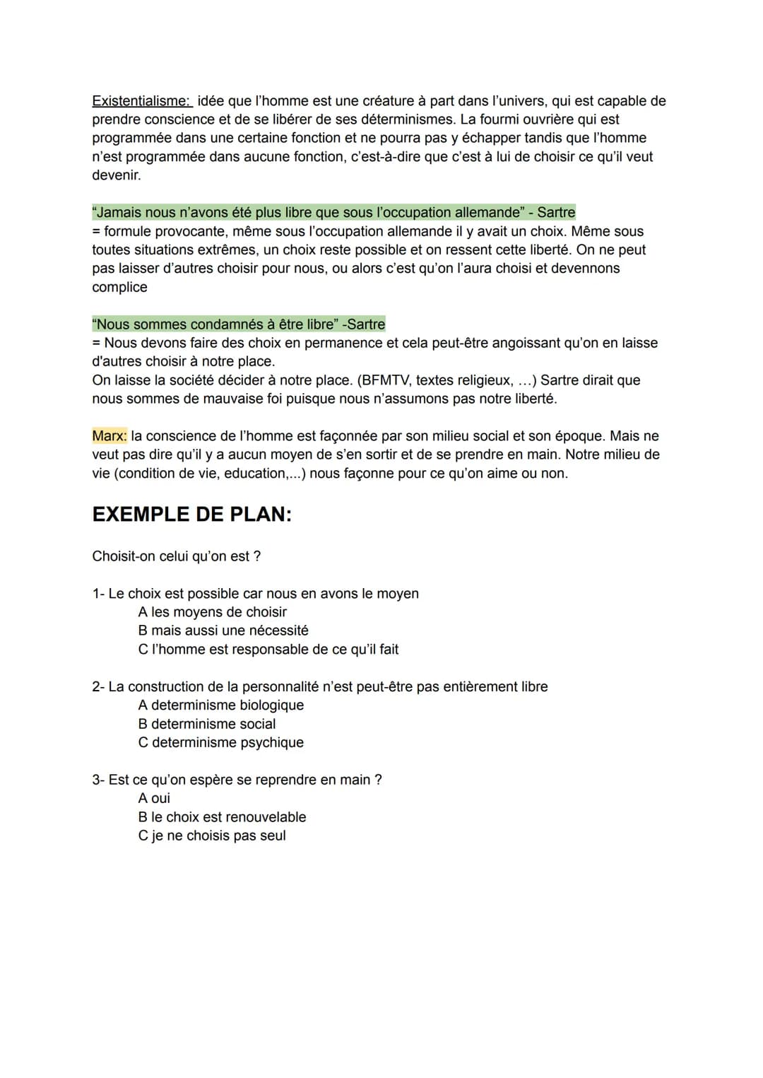 Liberté
-latin Liber = "celui qui n'est pas esclave"
- définit à l'opposition à l'idée de "contrainte" et de "servitude"
agir, choisir, pens
