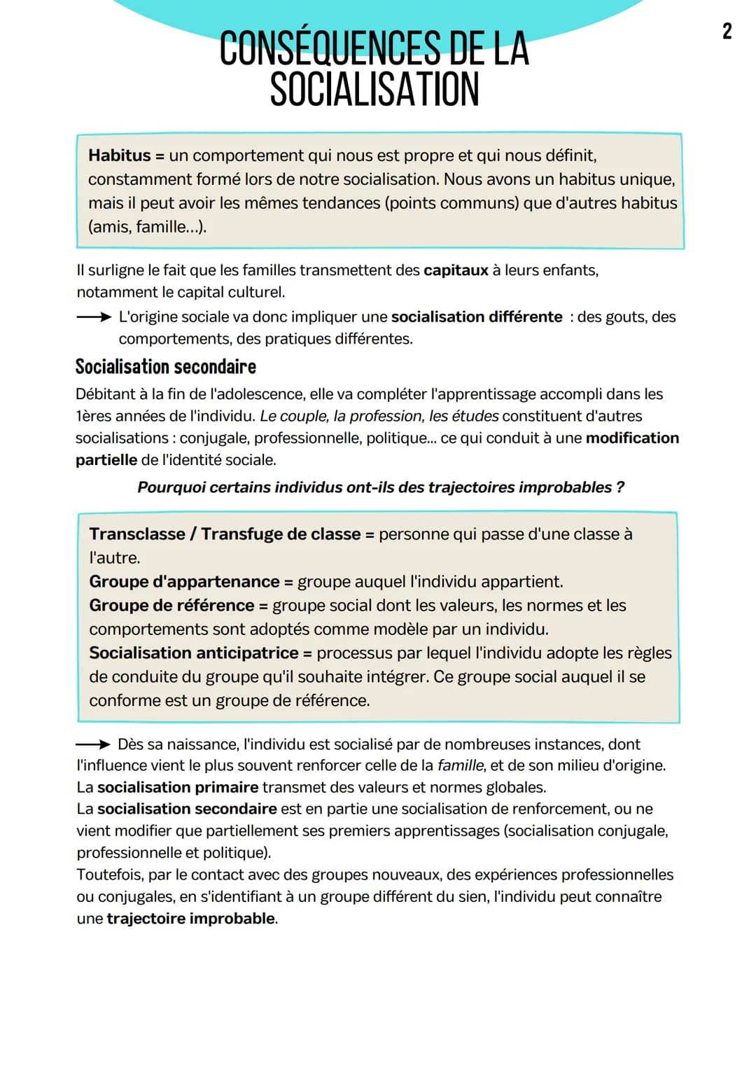 CONSÉQUENCES DE LA
SOCIALISATION
Comment la socialisation contribue-t-elle à expliquer les
différences de comportement des individus ?
Socia