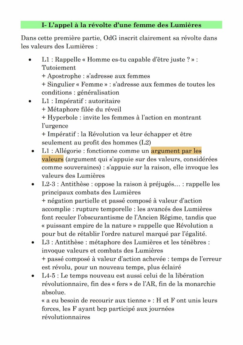 Lecture linéaire 4 : « Femme réveille-toi », Olympe de
Gouges
Marie Gouze (1748-1793), est l'auteur de nombreuses pièces de
théâtre sur des 