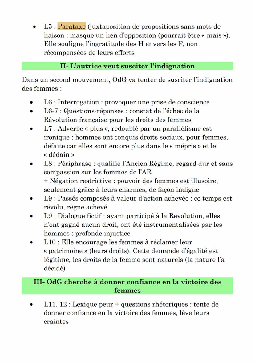 Lecture linéaire 4 : « Femme réveille-toi », Olympe de
Gouges
Marie Gouze (1748-1793), est l'auteur de nombreuses pièces de
théâtre sur des 