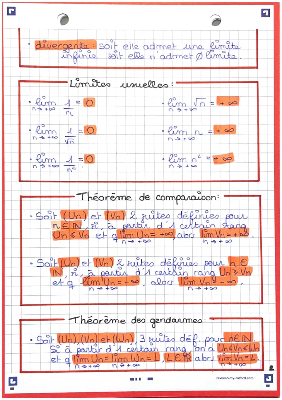 Maths:-
。
limite d'une suite-
Définitions:
pour
on dit que
limite
forme Ja
+8
la suite (Un) admet
si tt intervalle de la
+∞[ avec a ER
conti