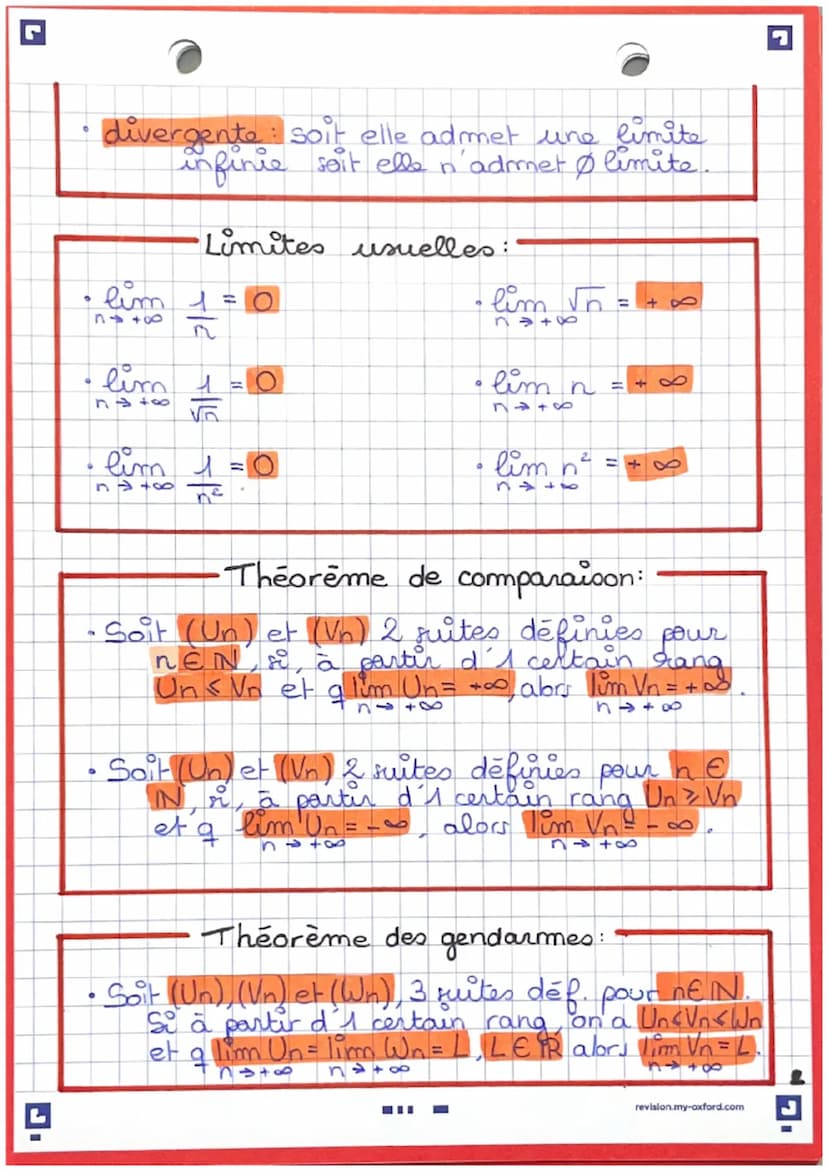 Maths:-
。
limite d'une suite-
Définitions:
pour
on dit que
limite
forme Ja
+8
la suite (Un) admet
si tt intervalle de la
+∞[ avec a ER
conti