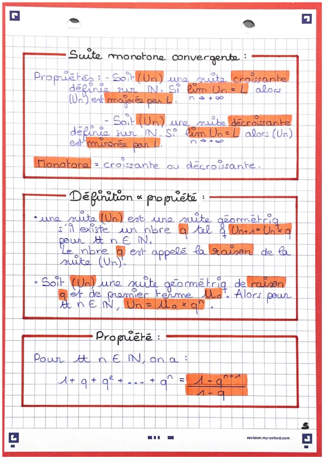 Maths:-
。
limite d'une suite-
Définitions:
pour
on dit que
limite
forme Ja
+8
la suite (Un) admet
si tt intervalle de la
+∞[ avec a ER
conti