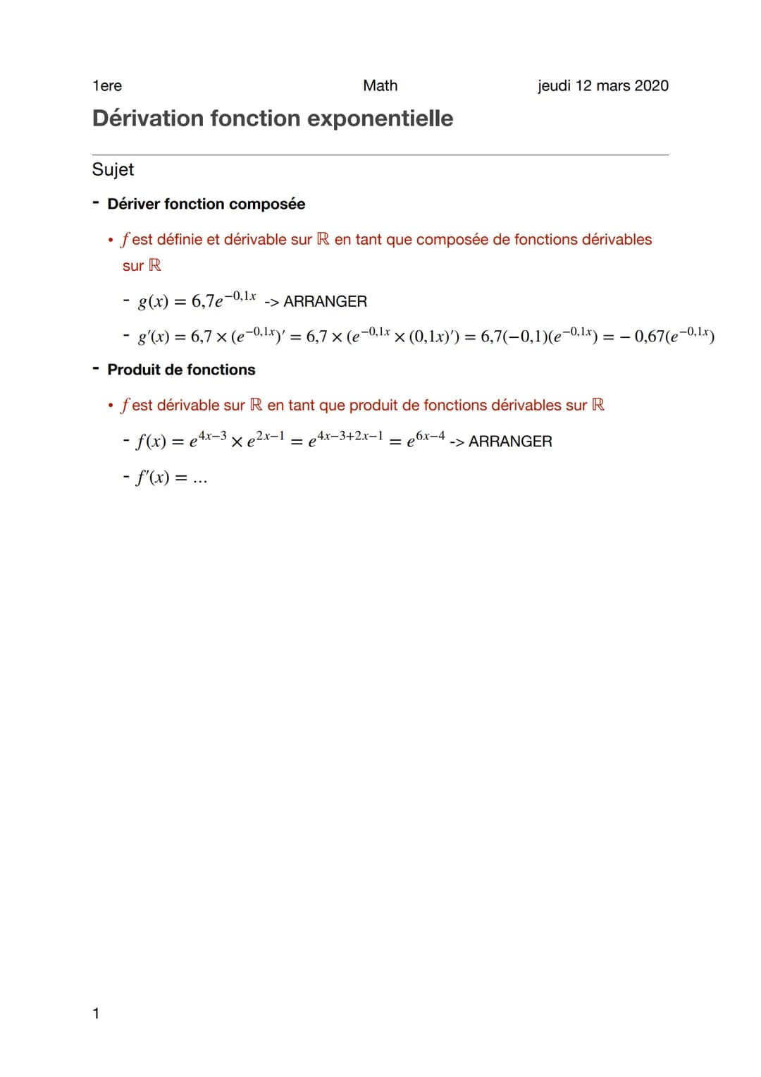 Math
Dérivation fonction exponentielle
1ere
Sujet
Dériver fonction composée
fest définie et dérivable sur R en tant que composée de fonction