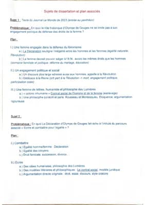 Know Sujets et plan dissertation Olympe de Gouges  thumbnail
