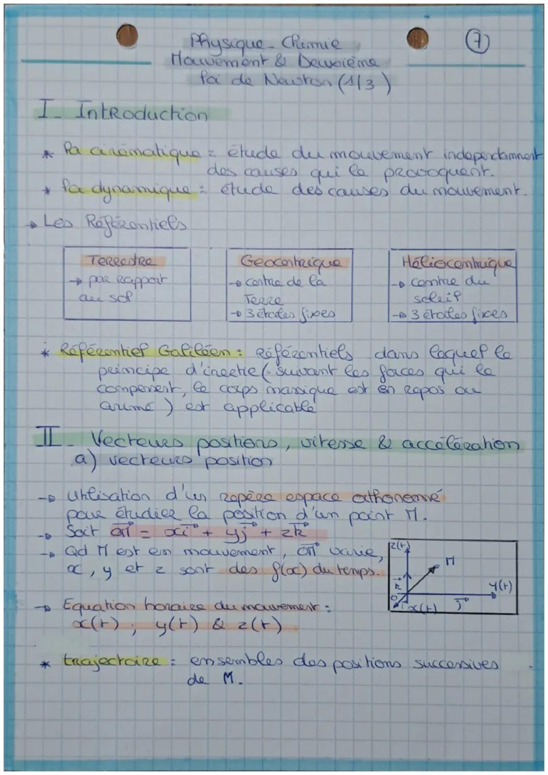 Physique-Chimie
Mouvement & Deuxième
foi de Newton (1/3)

I Introduction

* Pa cinématique : étude du mouvement independammerk
des causes qu